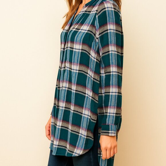 Akemi + Kin Tops - Anthropologie Akemi Kin Plaid Tunic Women S Oversized Plaid Shirt Boho Autumn
